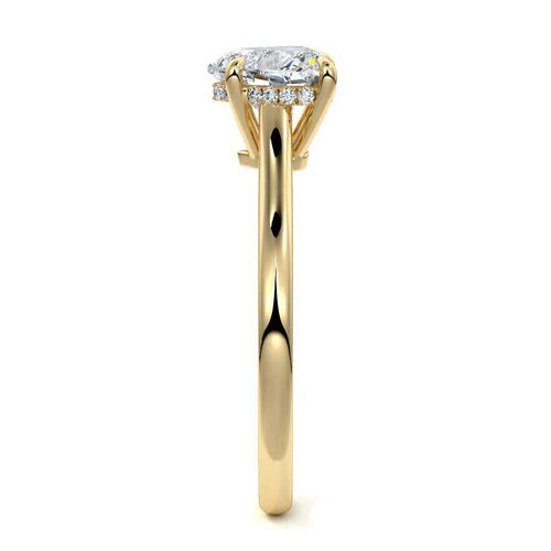 Ginevra - Heart Yellow Gold Engagement Ring Side View | Nura Lab