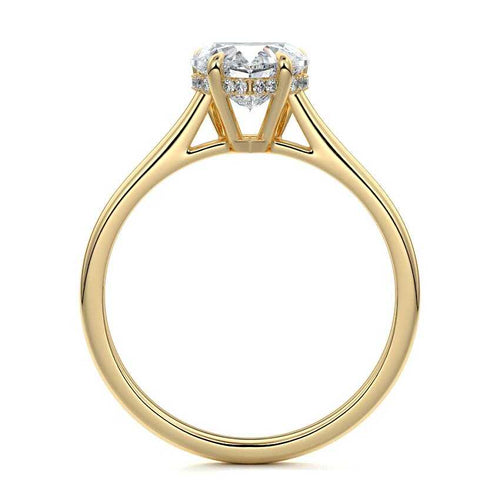 Ginevra heart hidden halo solitaire lab grown diamond engagement ring in yellow gold