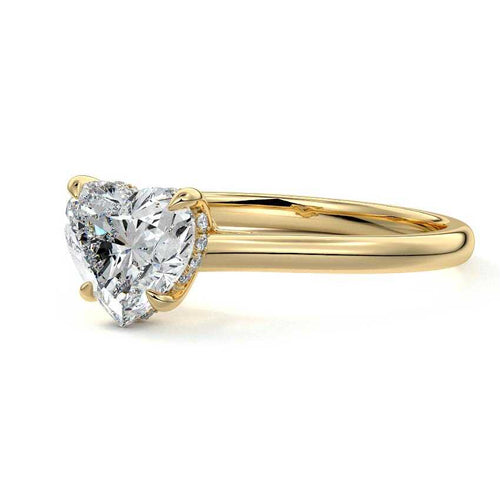 Ginevra - Heart Yellow Gold Engagement Ring Detail View | Nura Lab