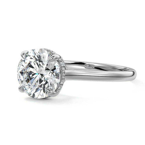 Ginevra round hidden halo solitaire lab grown diamond engagement ring in white gold