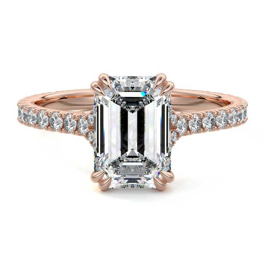 Imani - Emerald Cut Rose Gold Lab Grown Diamond Engagement Ring | Nura Lab