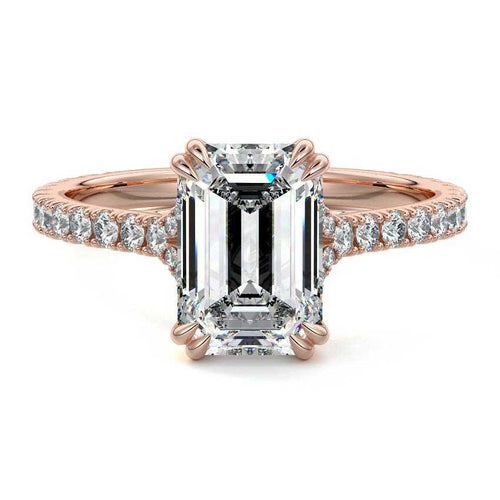 Imani - Emerald Cut Rose Gold Lab Grown Diamond Engagement Ring | Nura Lab