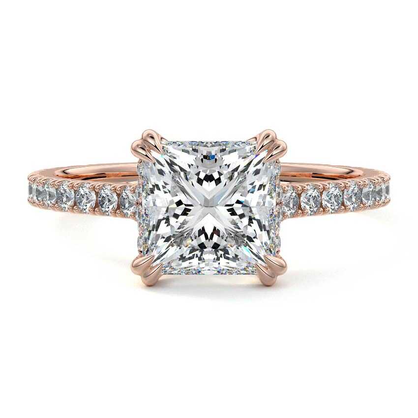 Imani - Princess Rose Gold Lab Grown Diamond Engagement Ring | Nura Lab