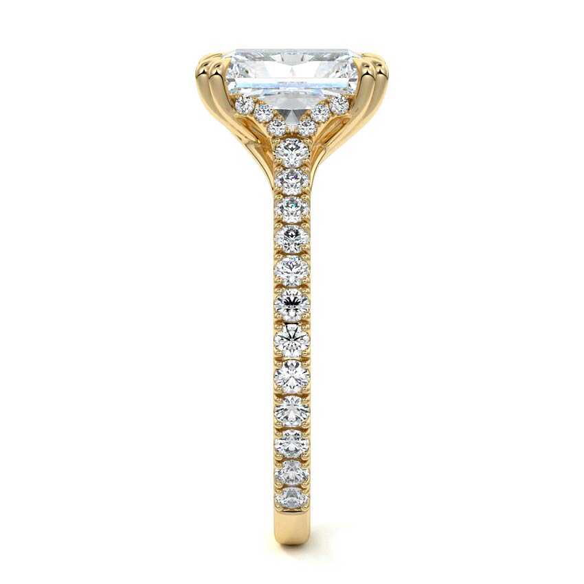 Imani - Radiant Yellow Gold Engagement Ring Side View | Nura Lab