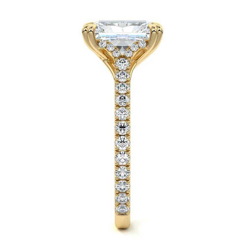 Imani - Radiant Yellow Gold Engagement Ring Side View | Nura Lab