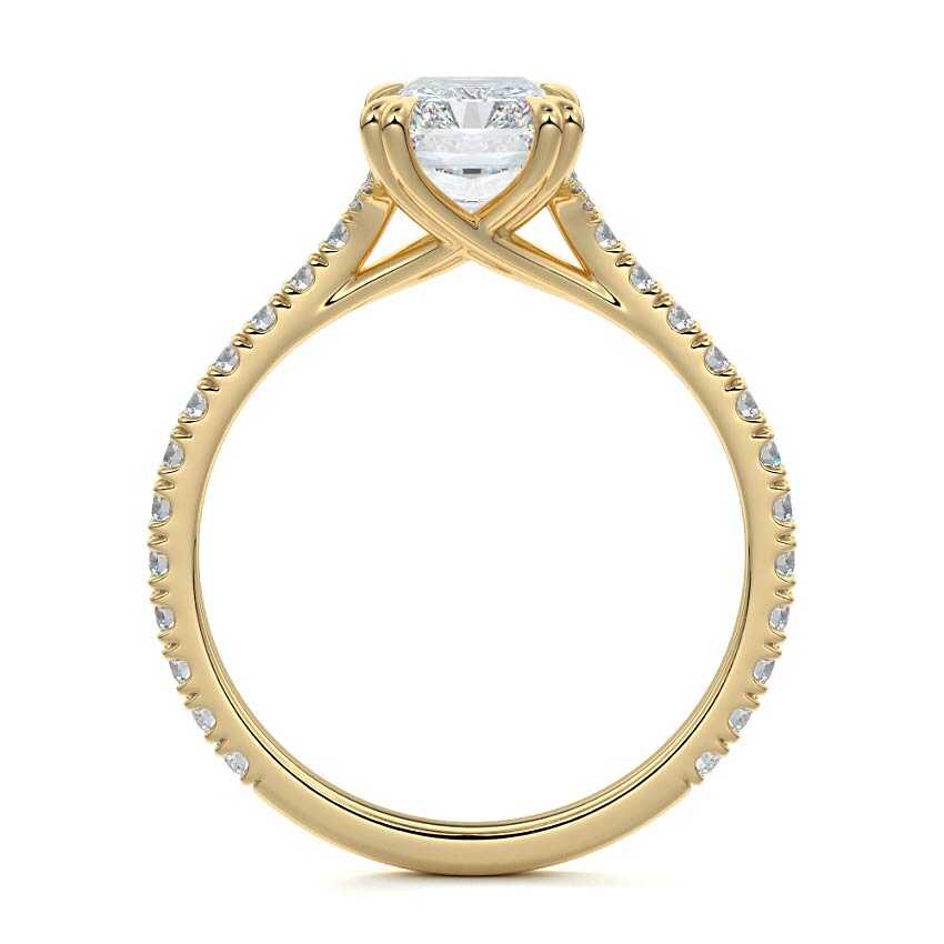 Imani - Radiant Yellow Gold Engagement Ring Profile View | Nura Lab