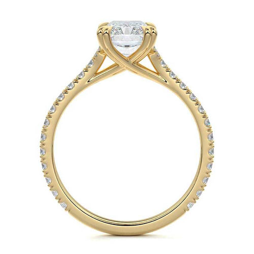 Imani - Radiant Yellow Gold Engagement Ring Profile View | Nura Lab