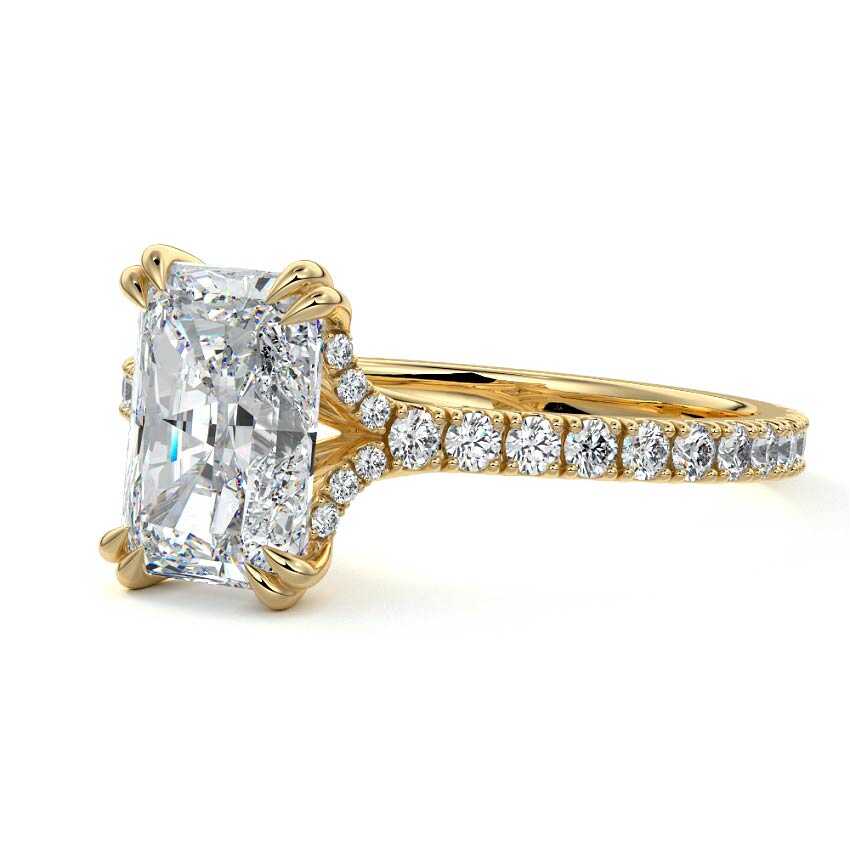 Imani - Radiant Yellow Gold Engagement Ring Detail View | Nura Lab