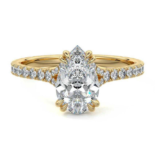 Imani - Pear Yellow Gold Lab Grown Diamond Engagement Ring | Nura Lab
