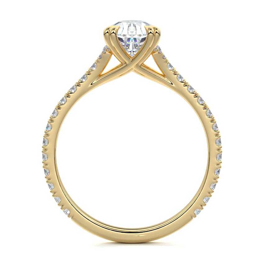 Imani - Pear Yellow Gold Engagement Ring Profile View | Nura Lab