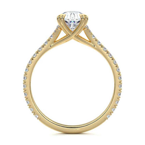Imani - Pear Yellow Gold Engagement Ring Profile View | Nura Lab