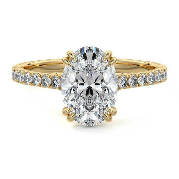 Imani - Oval Double Prong Hidden Halo Pavé Lab Grown Diamond Engagement Ring