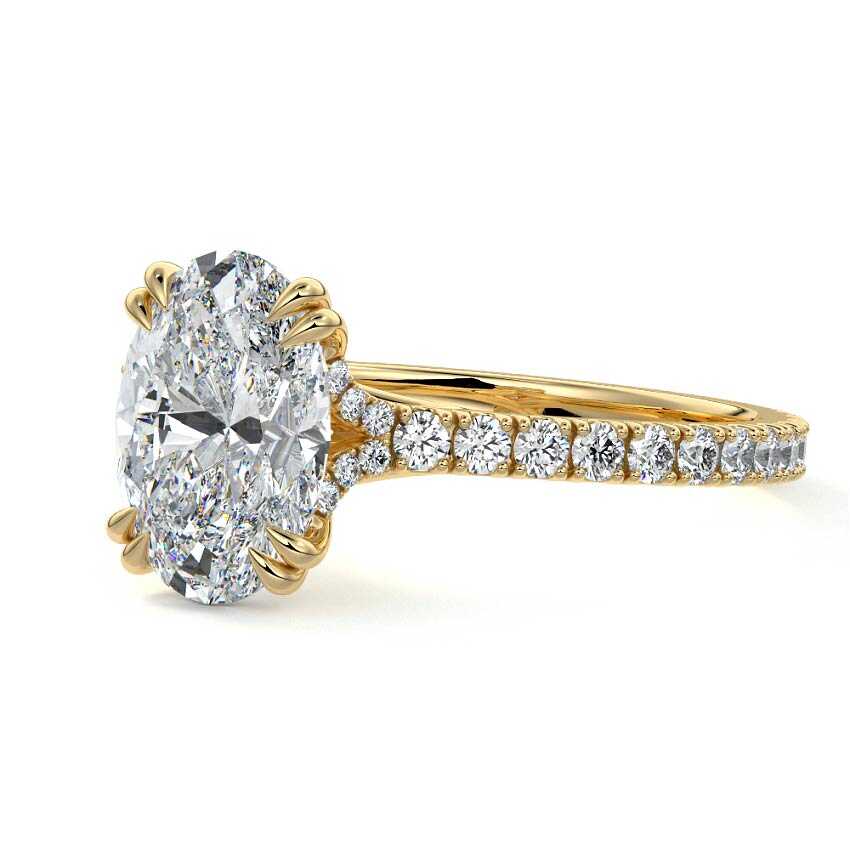 Imani - Oval Yellow Gold Engagement Ring Detail View | Nura Lab