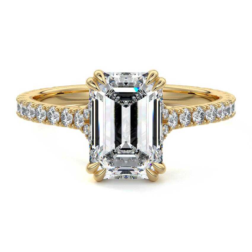 Imani - Emerald Cut Yellow Gold Lab Grown Diamond Engagement Ring | Nura Lab