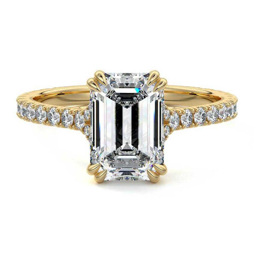 Imani - Emerald Cut Yellow Gold Lab Grown Diamond Engagement Ring | Nura Lab