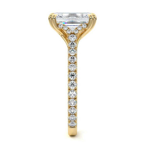 Imani - Emerald Cut Yellow Gold Engagement Ring Side View | Nura Lab