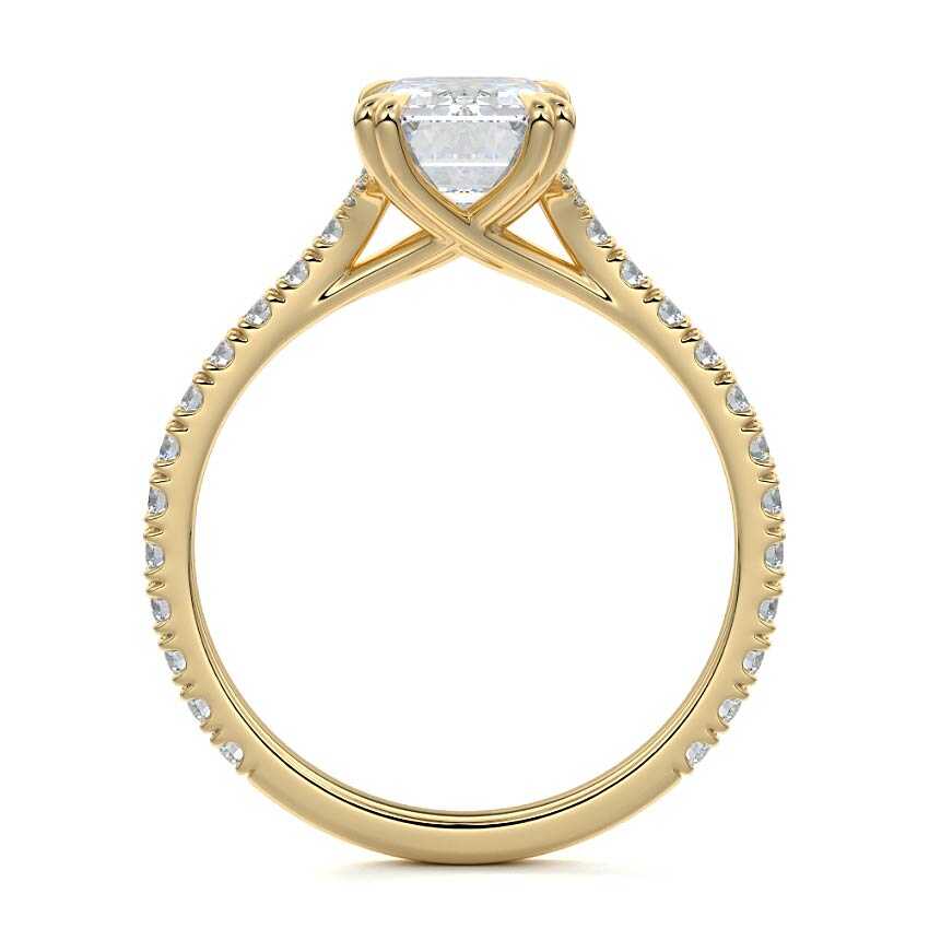 Imani - Emerald Cut Yellow Gold Engagement Ring Profile View | Nura Lab