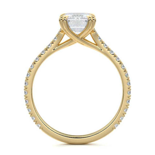 Imani - Emerald Cut Yellow Gold Engagement Ring Profile View | Nura Lab