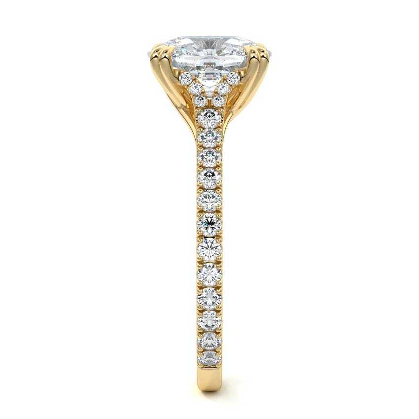 Imani - Cushion Yellow Gold Engagement Ring Side View | Nura Lab