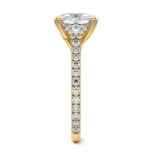 Imani - Cushion Yellow Gold Engagement Ring Side View | Nura Lab