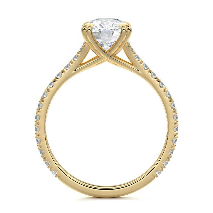 Imani - Cushion Yellow Gold Engagement Ring Profile View | Nura Lab