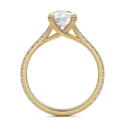 Imani - Cushion Yellow Gold Engagement Ring Profile View | Nura Lab