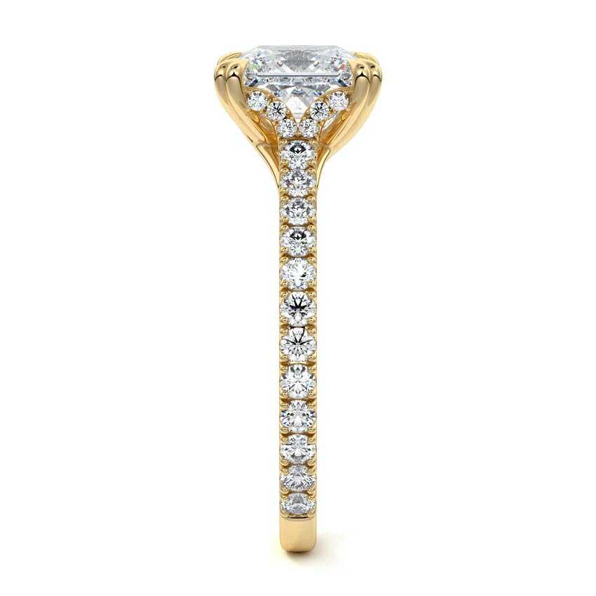 Imani - Princess Yellow Gold Engagement Ring Side View | Nura Lab