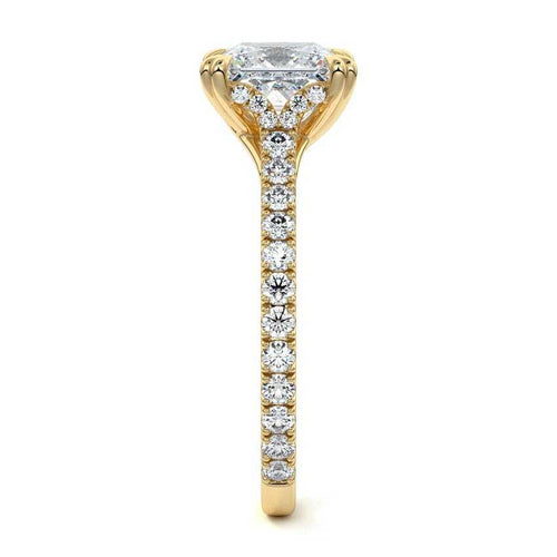 Imani - Princess Yellow Gold Engagement Ring Side View | Nura Lab