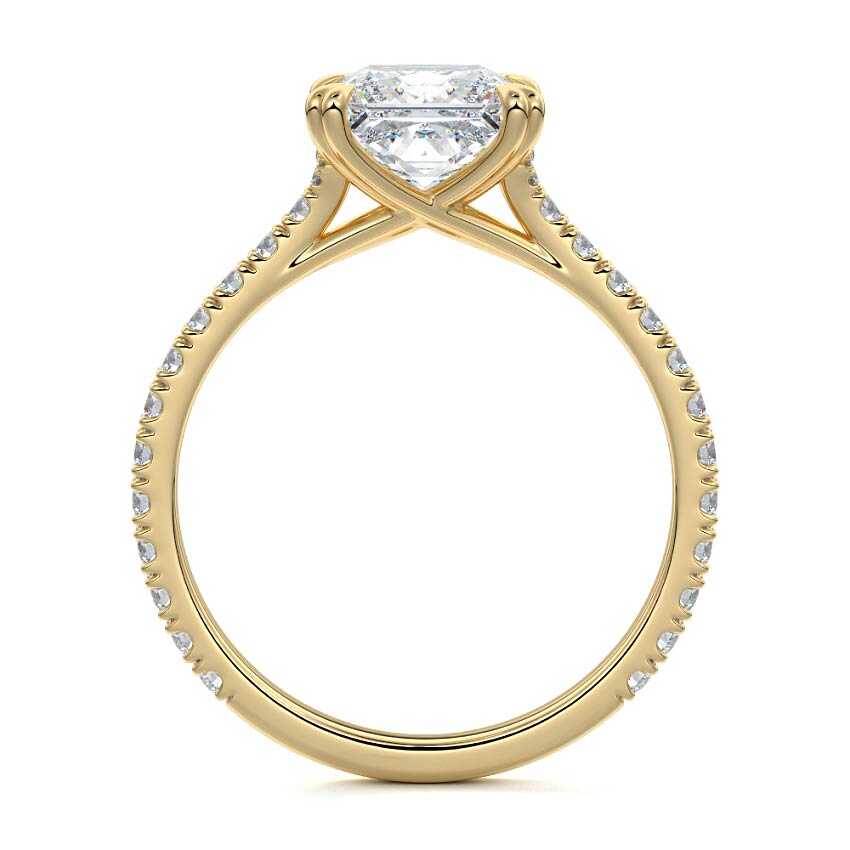 Imani - Princess Yellow Gold Engagement Ring Profile View | Nura Lab
