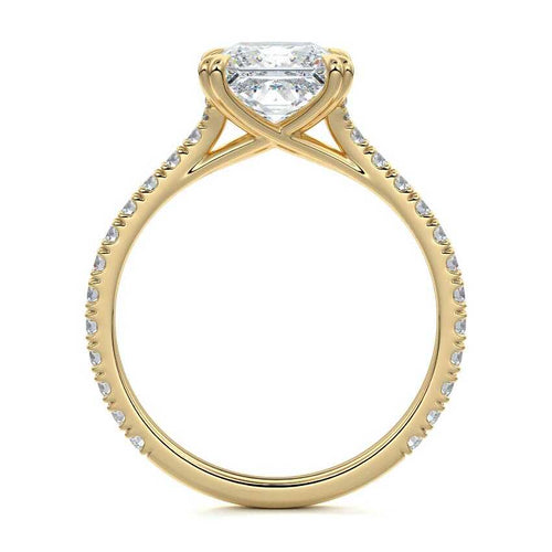 Imani - Princess Yellow Gold Engagement Ring Profile View | Nura Lab