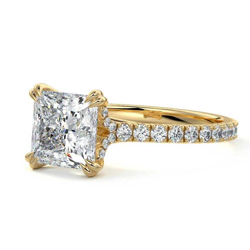 Imani - Princess Yellow Gold Engagement Ring Detail View | Nura Lab