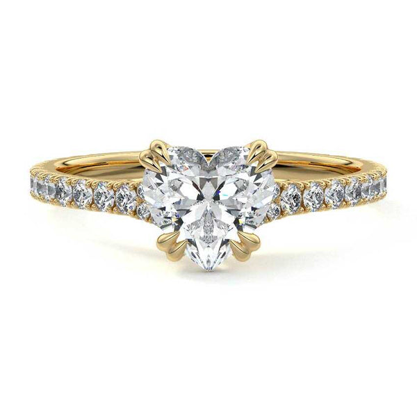 Imani - Heart Double Prong Hidden Halo Pavé Lab Grown Diamond Engagement Ring