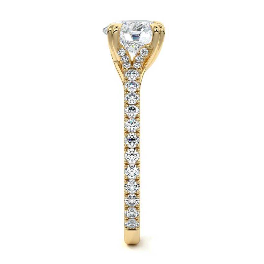 Imani - Heart Yellow Gold Engagement Ring Side View | Nura Lab