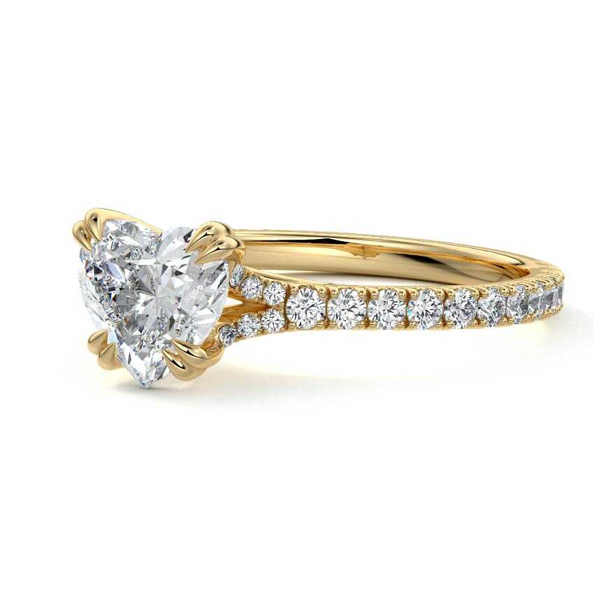 Imani - Heart Yellow Gold Engagement Ring Detail View | Nura Lab