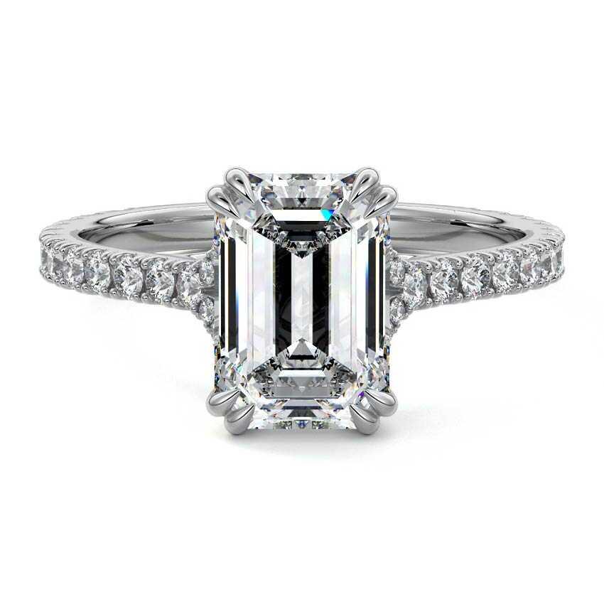 Imani - Emerald Cut White Gold Lab Grown Diamond Engagement Ring | Nura Lab
