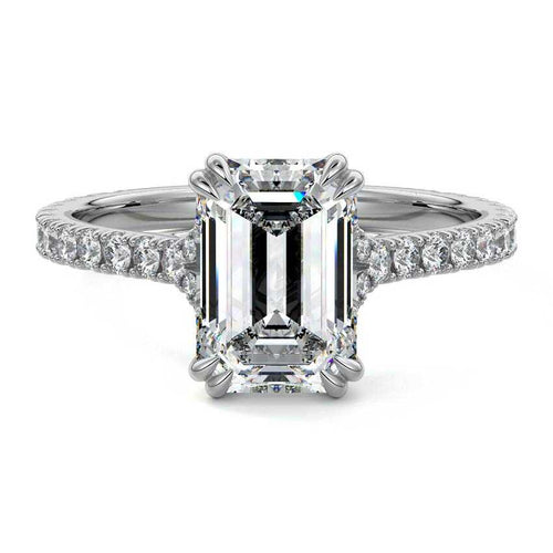 Imani - Emerald Cut Platinum Lab Grown Diamond Engagement Ring | Nura Lab