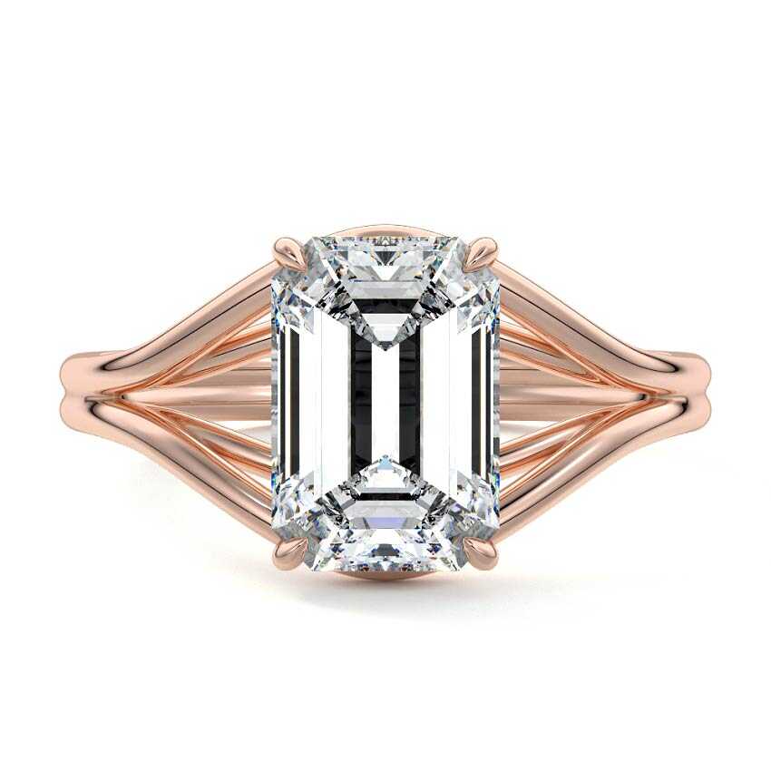 Irina - Emerald Cut Rose Gold Lab Grown Diamond Engagement Ring | Nura Lab