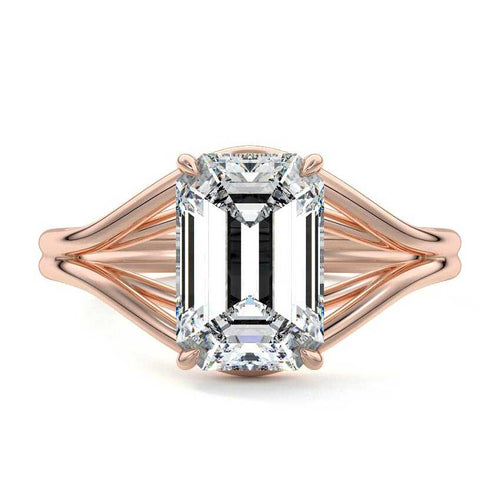 Irina - Emerald Cut Rose Gold Lab Grown Diamond Engagement Ring | Nura Lab