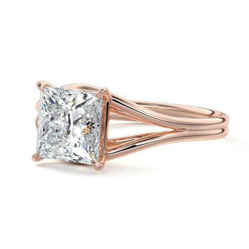 Irina - Princess Rose Gold Lab Grown Diamond Engagement Ring | Nura Lab