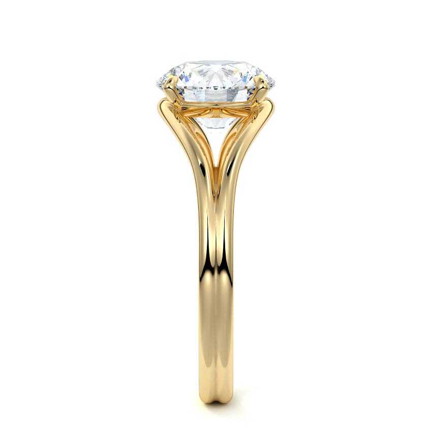Irina - Round Yellow Gold Engagement Ring Side View | Nura Lab
