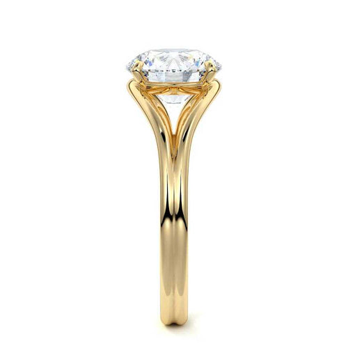 Irina round split shank solitaire lab grown diamond engagement ring in yellow gold