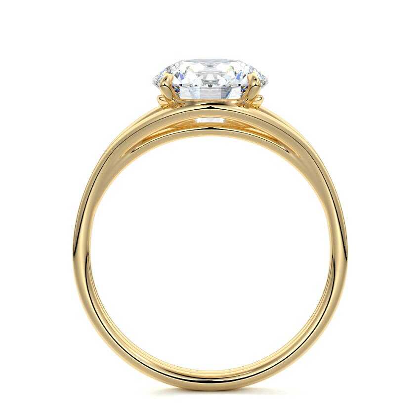 Irina - Round Yellow Gold Engagement Ring Profile View | Nura Lab