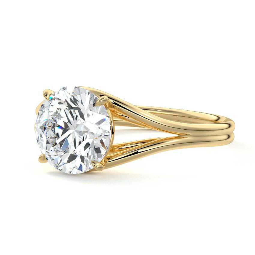 Irina - Round Yellow Gold Engagement Ring Detail View | Nura Lab