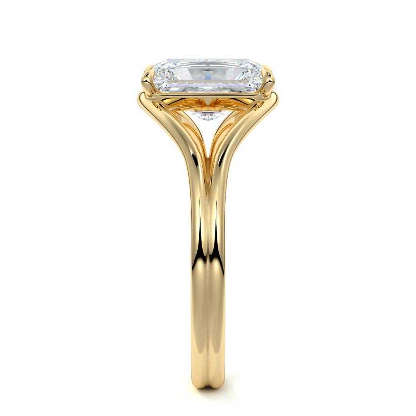 Irina - Radiant Yellow Gold Engagement Ring Side View | Nura Lab