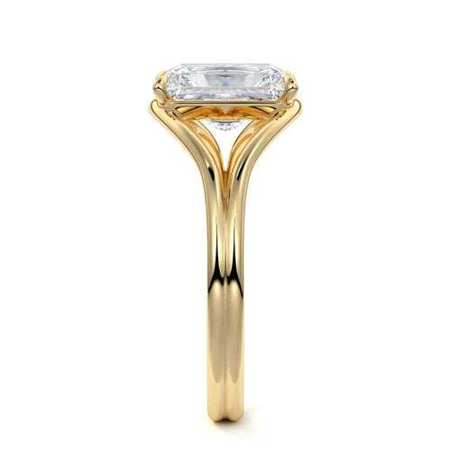 Irina - Radiant Yellow Gold Engagement Ring Side View | Nura Lab