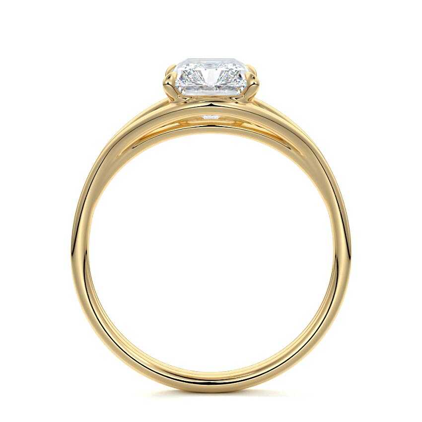 Irina - Radiant Yellow Gold Engagement Ring Profile View | Nura Lab