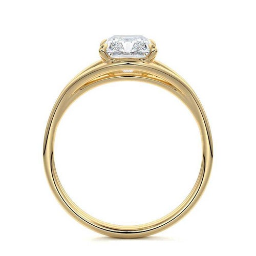 Irina - Radiant Yellow Gold Engagement Ring Profile View | Nura Lab