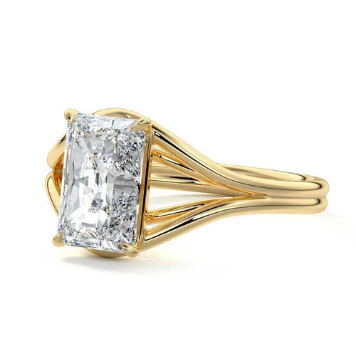 Irina - Radiant Yellow Gold Engagement Ring Detail View | Nura Lab