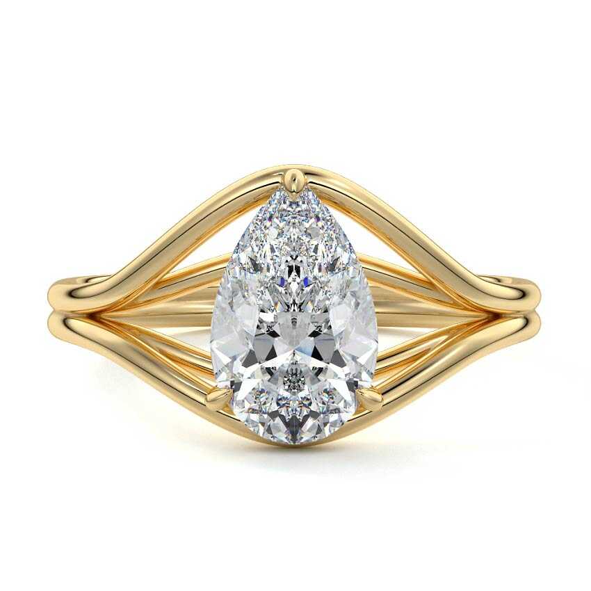 Irina - Pear Yellow Gold Lab Grown Diamond Engagement Ring | Nura Lab
