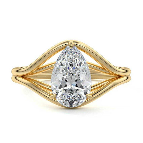 Irina - Pear Yellow Gold Lab Grown Diamond Engagement Ring | Nura Lab